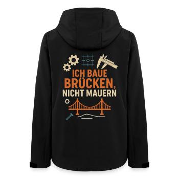 Ich baue Brücken, nicht Mauern - lustiger Spruch - Frauen Recycelte Softshelljacke von Stanley/Stella - Schwarz - Hinten - AI Model Female 172 light (172cm)