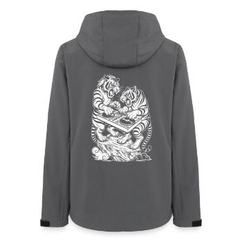 Techno DJ Shirt: Raver Tiger in Electro Vibes - Women’s Recycled Softshell Jacket by Stanley/Stella - anthracite - Back - AI Model Female 172 light (172cm)