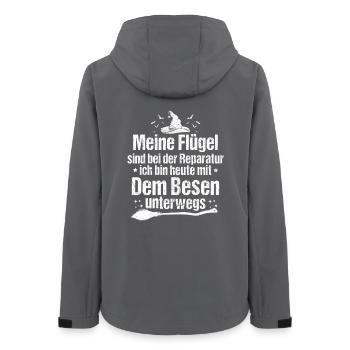 Halloween Meine Flügel sind bei der Reparatur - Frauen Recycelte Softshelljacke von Stanley/Stella - Anthrazit - Hinten - AI Model Female 172 light (172cm)