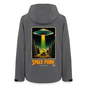 Space Pork - Frauen Recycelte Softshelljacke von Stanley/Stella - Anthrazit - Hinten - AI Model Female 172 light (172cm)