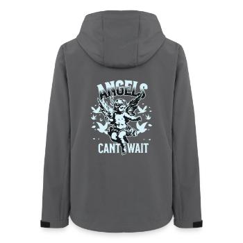 Engel T-Shirt Unisex Angels Can’t Wait VintageTee - Frauen Recycelte Softshelljacke von Stanley/Stella - Anthrazit - Hinten - AI Model Female 172 light (172cm)