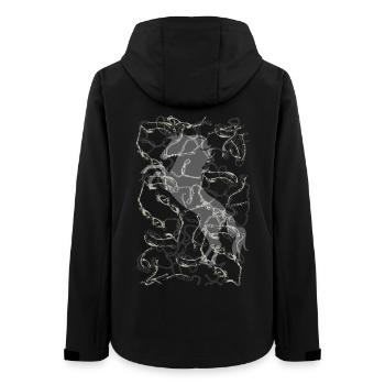 Schönes Pferdeporträt mit Riemen und Ketten - Frauen Recycelte Softshelljacke von Stanley/Stella - Schwarz - Hinten - AI Model Female 172 light (172cm)