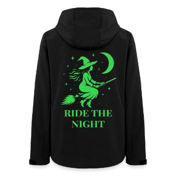 Halloween witch rides through the night with moon - Women’s Recycled Softshell Jacket by Stanley/Stella - black - Back - AI Model Female 172 light (172cm)