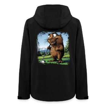 Golfspieler Murmeltier - Frauen Recycelte Softshelljacke von Stanley/Stella - Schwarz - Hinten - AI Model Female 172 light (172cm)