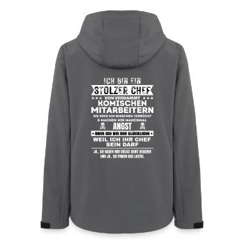 STOLZER CHEF VON VERDAMMT KOMISCHEN MITARBEITERN - Frauen Recycelte Softshelljacke von Stanley/Stella - Anthrazit - Hinten - AI Model Female 172 light (172cm)