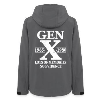 gen x lots of memories no evidence - Frauen Recycelte Softshelljacke von Stanley/Stella - Anthrazit - Hinten - AI Model Female 172 light (172cm)