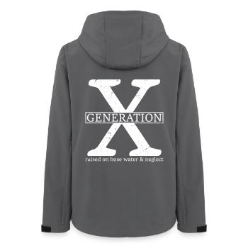 generation x raised on hose water and neglect - Women’s Recycled Softshell Jacket by Stanley/Stella - anthracite - Back - AI Model Female 172 light (172cm)