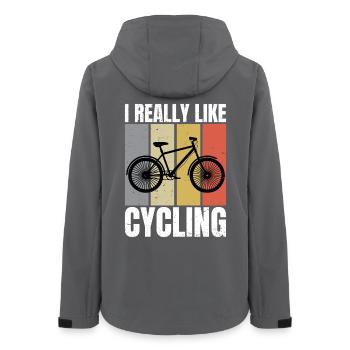 I Really Like Cycling Retro Loves Cycling Cyclist  - Frauen Recycelte Softshelljacke von Stanley/Stella - Anthrazit - Hinten - AI Model Female 172 light (172cm)