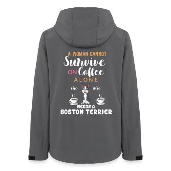 Citation sur le café Boston Terrier pour les femmes - Veste softshell femme recyclée Stanley/Stella - charbon - Dos - AI Model Female 172 light (172cm)