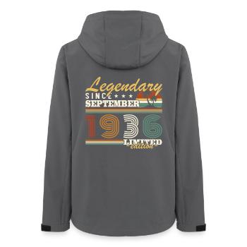 septembre 1936 Vintage Cadeau Anniversaire - Veste softshell femme recyclée Stanley/Stella - charbon - Dos - AI Model Female 172 light (172cm)