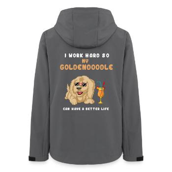 Ich arbeite hart, damit mein goldenes Gekritzel besser werden kann - Frauen Recycelte Softshelljacke von Stanley/Stella - Anthrazit - Hinten - AI Model Female 172 light (172cm)
