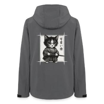 Samurai Katze Japanischer Kunst, Lustiges Kätzchen - Frauen Recycelte Softshelljacke von Stanley/Stella - Anthrazit - Hinten - AI Model Female 172 light (172cm)