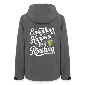 Wine Wine Drinker Everything Happens For A Riesling - Women’s Recycled Softshell Jacket by Stanley/Stella - anthracite - Back - AI Model Female 172 light (172cm)