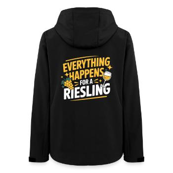 Wine Wine Drinker Everything Happens For A Riesling - Women’s Recycled Softshell Jacket by Stanley/Stella - black - Back - AI Model Female 172 light (172cm)