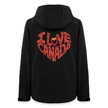 Love Canada heart with maple leaves - Women’s Recycled Softshell Jacket by Stanley/Stella - black - Back - AI Model Female 172 light (172cm)