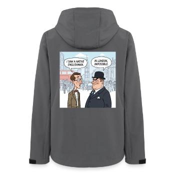 Illustration d’un Anglais natif de Londres - Veste softshell femme recyclée Stanley/Stella - charbon - Dos - AI Model Female 172 light (172cm)