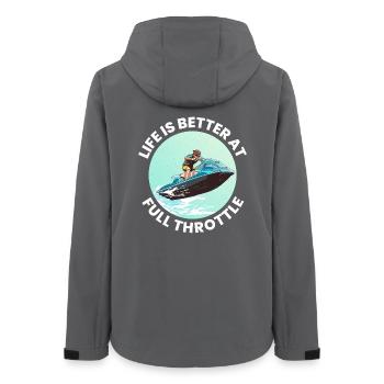 Das Leben ist besser auf dem Vollgas-Jetski - Frauen Recycelte Softshelljacke von Stanley/Stella - Anthrazit - Hinten - AI Model Female 172 light (172cm)