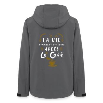 Cadeau Humour Pour Amateur de Café - Veste softshell femme recyclée Stanley/Stella - charbon - Dos - AI Model Female 172 light (172cm)