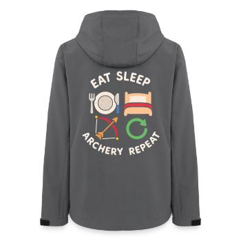 Eat Sleep Archery Repeat Funny Archer Bow - Women’s Recycled Softshell Jacket by Stanley/Stella - anthracite - Back - AI Model Female 172 light (172cm)