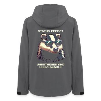 Status-Effekt: Unerschütterlich | Dachs Wald - Frauen Recycelte Softshelljacke von Stanley/Stella - Anthrazit - Hinten - AI Model Female 172 light (172cm)