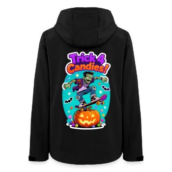 Trick 4 Candies Halloween Skateboard Tee - Women’s Recycled Softshell Jacket by Stanley/Stella - black - Back - AI Model Female 172 light (172cm)