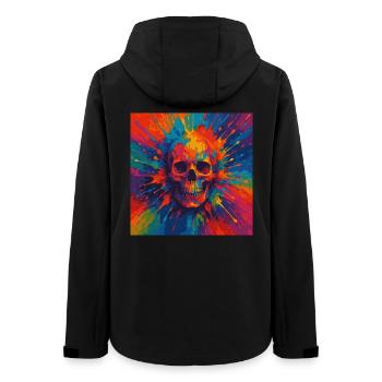 Bunter Totenschädel Farbspritzer Shirt - Frauen Recycelte Softshelljacke von Stanley/Stella - Schwarz - Hinten - AI Model Female 172 light (172cm)