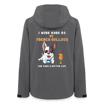 Drôle bouledogue français travail motivation design - Veste softshell femme recyclée Stanley/Stella - charbon - Dos - AI Model Female 172 light (172cm)