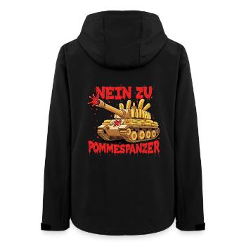 Nein zu Pommespanzer Sport Gym - Frauen Recycelte Softshelljacke von Stanley/Stella - Schwarz - Hinten - AI Model Female 172 light (172cm)