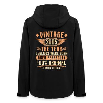 20. Geburtstag Vintage - Jahrgang 2005 - Frauen Recycelte Softshelljacke von Stanley/Stella - Schwarz - Hinten - AI Model Female 172 light (172cm)