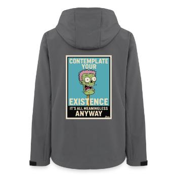 Nachdenklicher Zombie-Humor Poster - Frauen Recycelte Softshelljacke von Stanley/Stella - Anthrazit - Hinten - AI Model Female 172 light (172cm)