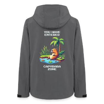 Enter the Capybara Zone | Capybara &amp; Chill - Women’s Recycled Softshell Jacket by Stanley/Stella - anthracite - Back - AI Model Female 172 light (172cm)