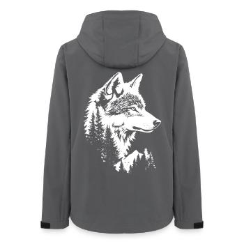Wolf Face Nature Silhouette - Women’s Recycled Softshell Jacket by Stanley/Stella - anthracite - Back - AI Model Female 172 light (172cm)
