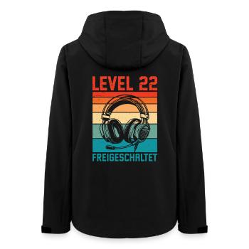22nd Birthday Men Gamer Level 22 Unlocked - Women’s Recycled Softshell Jacket by Stanley/Stella - black - Back - AI Model Female 172 light (172cm)