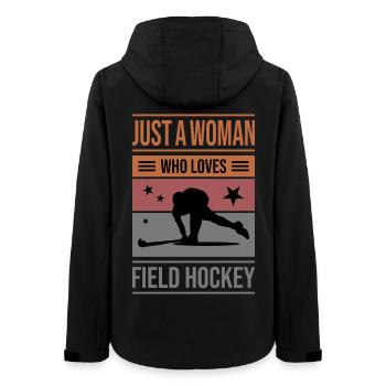 Field Hockey Just a Woman - Women’s Recycled Softshell Jacket by Stanley/Stella - black - Back - AI Model Female 172 light (172cm)