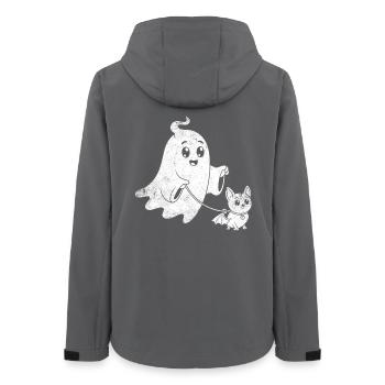 Fantôme avec chien chauve-souris d’Halloween - Veste softshell femme recyclée Stanley/Stella - charbon - Dos - AI Model Female 172 light (172cm)