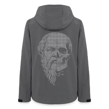 Illustration de la dualité de la vie et de la mort de Socrate - Veste softshell femme recyclée Stanley/Stella - charbon - Dos - AI Model Female 172 light (172cm)