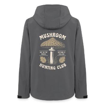 Mushroom Hunting Club, Parasol, mushroom pickers, mushrooms - Women’s Recycled Softshell Jacket by Stanley/Stella - anthracite - Back - AI Model Female 172 light (172cm)