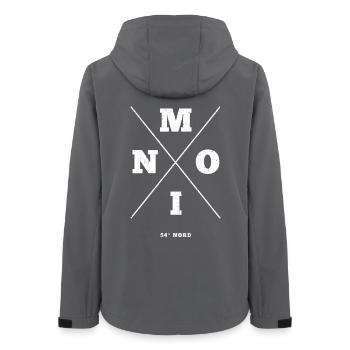 Maritimes Design mit Moin 54°Nord - Frauen Recycelte Softshelljacke von Stanley/Stella - Anthrazit - Hinten - AI Model Female 172 light (172cm)
