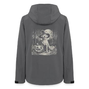 Gespenstischer Labbi mit Hexenhut im Halloweenwald - Frauen Recycelte Softshelljacke von Stanley/Stella - Anthrazit - Hinten - AI Model Female 172 light (172cm)