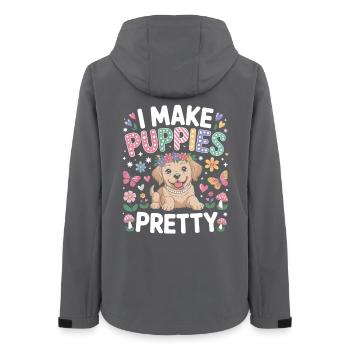  Hundefriseur I Make Puppies Pretty Ich Mache - Frauen Recycelte Softshelljacke von Stanley/Stella - Anthrazit - Hinten - AI Model Female 172 light (172cm)