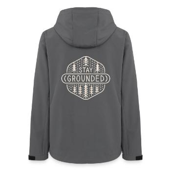 Bleib geerdet Wald Baden Yoga Zitate - Frauen Recycelte Softshelljacke von Stanley/Stella - Anthrazit - Hinten - AI Model Female 172 light (172cm)