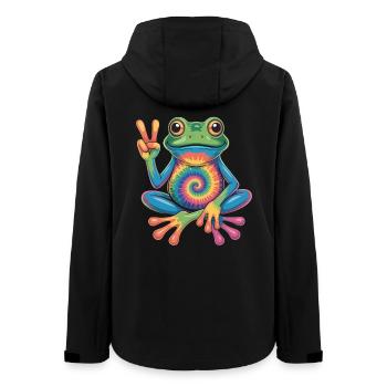 Frog Hippie Tie-Dye Peace Sign - Women’s Recycled Softshell Jacket by Stanley/Stella - black - Back - AI Model Female 172 light (172cm)