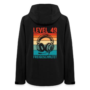 49th Birthday Men Gamer Level 49 Unlocked - Women’s Recycled Softshell Jacket by Stanley/Stella - black - Back - AI Model Female 172 light (172cm)