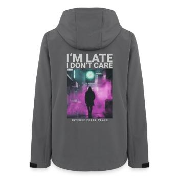 Im Late I Dont Care Uhr Streetwear Style - Frauen Recycelte Softshelljacke von Stanley/Stella - Anthrazit - Hinten - AI Model Female 172 light (172cm)