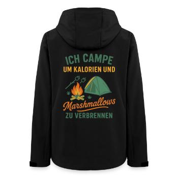 Ich Campe Um Kalorien Zu Verbrennen Camping Urlaub - Frauen Recycelte Softshelljacke von Stanley/Stella - Schwarz - Hinten - AI Model Female 172 light (172cm)