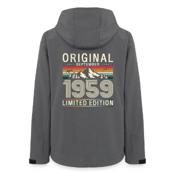 66th birthday Original September 1959 - Women’s Recycled Softshell Jacket by Stanley/Stella - anthracite - Back - AI Model Female 172 light (172cm)