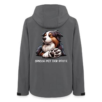 Talk to the paw Australian Shepherd Aussie - Women’s Recycled Softshell Jacket by Stanley/Stella - anthracite - Back - AI Model Female 172 light (172cm)