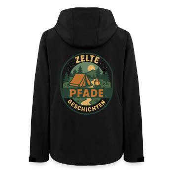 Zelte Pfade Geschichten Camping Design - Frauen Recycelte Softshelljacke von Stanley/Stella - Schwarz - Hinten - AI Model Female 172 light (172cm)
