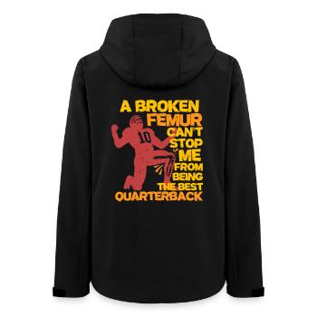 Beinbruch Gebrochener Oberschenkel Quarterback - Frauen Recycelte Softshelljacke von Stanley/Stella - Schwarz - Hinten - AI Model Female 172 light (172cm)