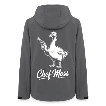 Cheffmoss Gans mit Pistole für starke Frauen - Frauen Recycelte Softshelljacke von Stanley/Stella - Anthrazit - Hinten - AI Model Female 172 light (172cm)